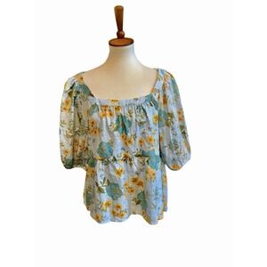a.n.a A New Approach Sz XL Floral Blouse Balloon Sleeves NWT